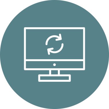 Eşzamanlama, veri, ekran simgesi vektör görüntüsü. Telefon ve tablet olarak kullanılabilir. Mobil uygulamalar, web uygulamaları ve yazdırma ortamları için elverişli.