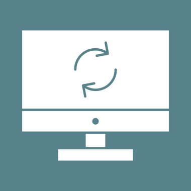 Eşzamanlama, veri, ekran simgesi vektör görüntüsü. Telefon ve tablet olarak kullanılabilir. Mobil uygulamalar, web uygulamaları ve yazdırma ortamları için elverişli.