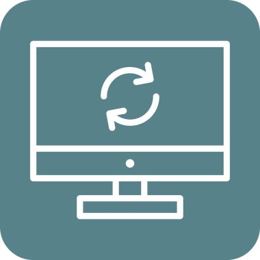 Eşzamanlama, veri, ekran simgesi vektör görüntüsü. Telefon ve tablet olarak kullanılabilir. Mobil uygulamalar, web uygulamaları ve yazdırma ortamları için elverişli.