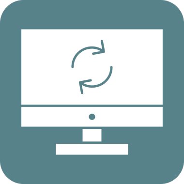 Eşzamanlama, veri, ekran simgesi vektör görüntüsü. Telefon ve tablet olarak kullanılabilir. Mobil uygulamalar, web uygulamaları ve yazdırma ortamları için elverişli.