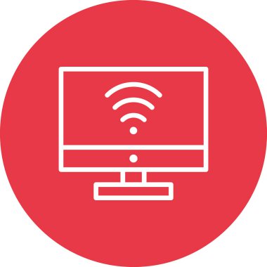 Wifi, bilgisayar, monitör, ekran simgesi vektör görüntüsü. Telefon ve tablet olarak kullanılabilir. Mobil uygulamalar, web uygulamaları ve yazdırma ortamları için elverişli.