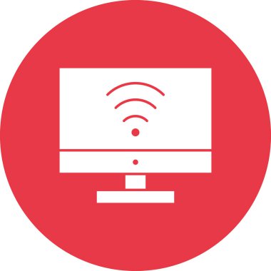 Wifi, bilgisayar, monitör, ekran simgesi vektör görüntüsü. Telefon ve tablet olarak kullanılabilir. Mobil uygulamalar, web uygulamaları ve yazdırma ortamları için elverişli.