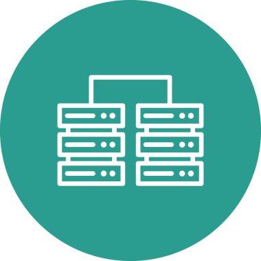 Veritabanı Sunucusu Simgesi vektör resmi. Telefon ve tablet olarak kullanılabilir. Mobil uygulamalar, web uygulamaları ve yazdırma ortamları için elverişli.