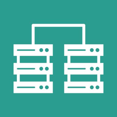 Veritabanı Sunucusu Simgesi vektör resmi. Telefon ve tablet olarak kullanılabilir. Mobil uygulamalar, web uygulamaları ve yazdırma ortamları için elverişli.