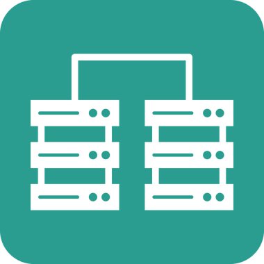 Veritabanı Sunucusu Simgesi vektör resmi. Telefon ve tablet olarak kullanılabilir. Mobil uygulamalar, web uygulamaları ve yazdırma ortamları için elverişli.