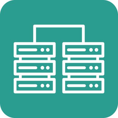 Veritabanı Sunucusu Simgesi vektör resmi. Telefon ve tablet olarak kullanılabilir. Mobil uygulamalar, web uygulamaları ve yazdırma ortamları için elverişli.