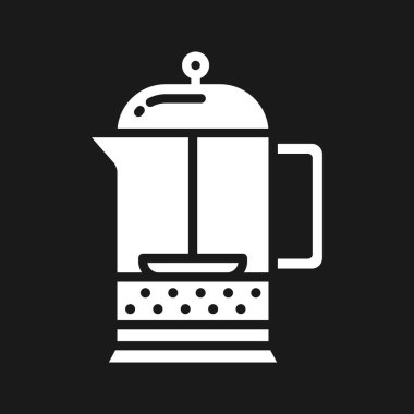 French Press ikon vektör görüntüsü. Yiyecek ve içecekler için de kullanılabilir. Web uygulamalarında, mobil uygulamalarda ve yazdırma ortamlarında kullanılabilir.