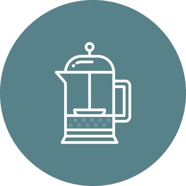 French Press ikon vektör görüntüsü. Yiyecek ve içecekler için de kullanılabilir. Web uygulamalarında, mobil uygulamalarda ve yazdırma ortamlarında kullanılabilir.