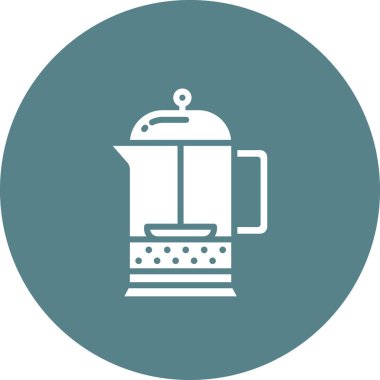 French Press ikon vektör görüntüsü. Yiyecek ve içecekler için de kullanılabilir. Web uygulamalarında, mobil uygulamalarda ve yazdırma ortamlarında kullanılabilir.