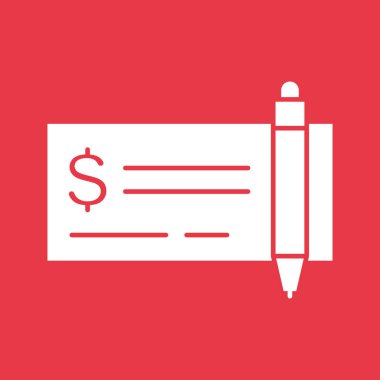 Çek, ödeme, banka, finans ikonu vektör görüntüsü. Alışveriş ve ecommerce için de kullanılabilir. Web uygulamalarında, mobil uygulamalarda ve yazdırma ortamlarında kullanılabilir.