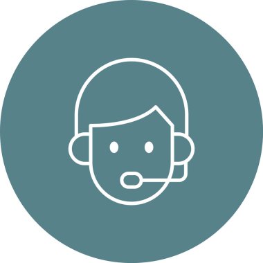 Müşteri, operatör, servis, destek, yüz ikonu vektör görüntüsü. Alışveriş ve ecommerce için de kullanılabilir. Web uygulamalarında, mobil uygulamalarda ve yazdırma ortamlarında kullanılabilir.