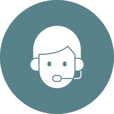 Müşteri, operatör, servis, destek, yüz ikonu vektör görüntüsü. Alışveriş ve ecommerce için de kullanılabilir. Web uygulamalarında, mobil uygulamalarda ve yazdırma ortamlarında kullanılabilir.