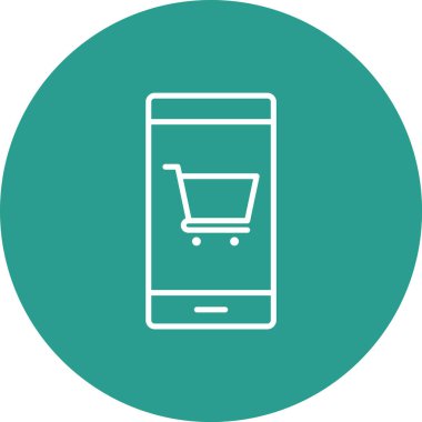 Ticaret, mobil, online alışveriş, araba ikonu vektör görüntüsü. Alışveriş ve ecommerce için de kullanılabilir. Web uygulamalarında, mobil uygulamalarda ve yazdırma ortamlarında kullanılabilir.