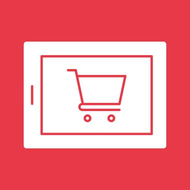 Tablet, ecommerce, online, alışveriş ikonu vektör görüntüsü. Alışveriş ve ecommerce için de kullanılabilir. Web uygulamalarında, mobil uygulamalarda ve yazdırma ortamlarında kullanılabilir.