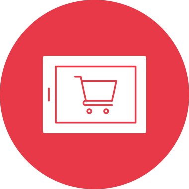 Tablet, ecommerce, online, alışveriş ikonu vektör görüntüsü. Alışveriş ve ecommerce için de kullanılabilir. Web uygulamalarında, mobil uygulamalarda ve yazdırma ortamlarında kullanılabilir.