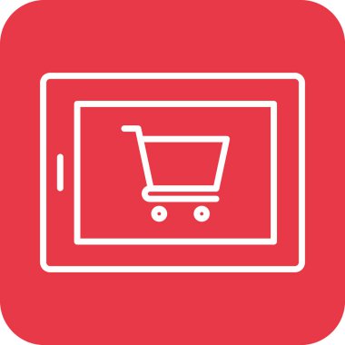 Tablet, ecommerce, online, alışveriş ikonu vektör görüntüsü. Alışveriş ve ecommerce için de kullanılabilir. Web uygulamalarında, mobil uygulamalarda ve yazdırma ortamlarında kullanılabilir.