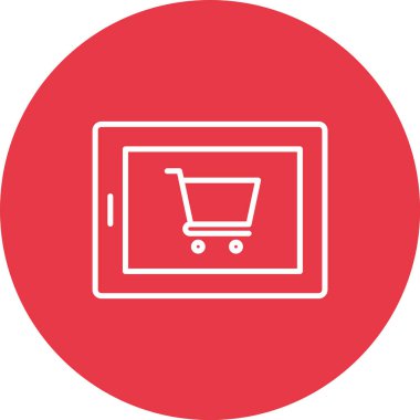 Tablet, ecommerce, online, alışveriş ikonu vektör görüntüsü. Alışveriş ve ecommerce için de kullanılabilir. Web uygulamalarında, mobil uygulamalarda ve yazdırma ortamlarında kullanılabilir.