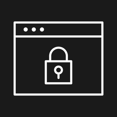 Web sayfası, kilitli, parola, koruma, web sitesi simgesi vektör resmi. Alışveriş ve ecommerce için de kullanılabilir. Web uygulamalarında, mobil uygulamalarda ve yazdırma ortamlarında kullanılabilir.