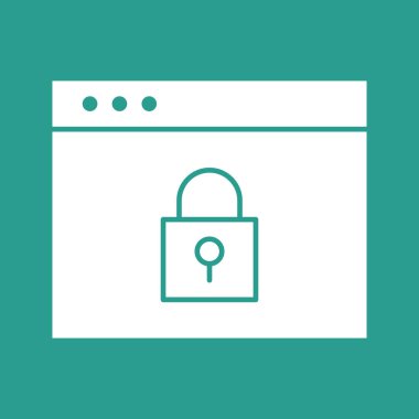 Web sayfası, kilitli, parola, koruma, web sitesi simgesi vektör resmi. Alışveriş ve ecommerce için de kullanılabilir. Web uygulamalarında, mobil uygulamalarda ve yazdırma ortamlarında kullanılabilir.