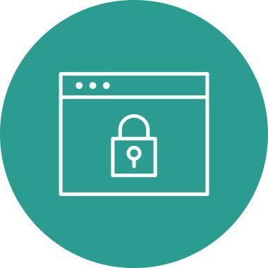 Web sayfası, kilitli, parola, koruma, web sitesi simgesi vektör resmi. Alışveriş ve ecommerce için de kullanılabilir. Web uygulamalarında, mobil uygulamalarda ve yazdırma ortamlarında kullanılabilir.