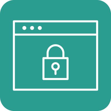 Web sayfası, kilitli, parola, koruma, web sitesi simgesi vektör resmi. Alışveriş ve ecommerce için de kullanılabilir. Web uygulamalarında, mobil uygulamalarda ve yazdırma ortamlarında kullanılabilir.