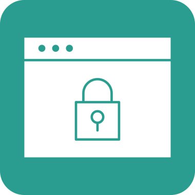 Web sayfası, kilitli, parola, koruma, web sitesi simgesi vektör resmi. Alışveriş ve ecommerce için de kullanılabilir. Web uygulamalarında, mobil uygulamalarda ve yazdırma ortamlarında kullanılabilir.
