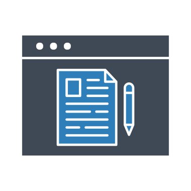 Yazı, blog, tarayıcı, içerik simgesi vektör resmi. Seo & web için de kullanılabilir. Web uygulamalarında, mobil uygulamalarda ve yazdırma ortamlarında kullanılabilir.