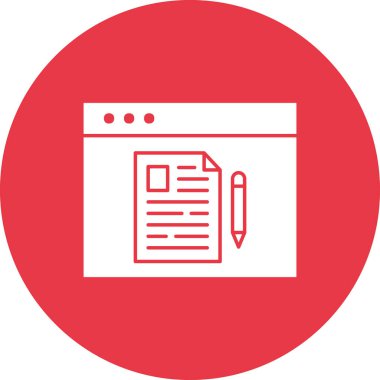 Yazı, blog, tarayıcı, içerik simgesi vektör resmi. Seo & web için de kullanılabilir. Web uygulamalarında, mobil uygulamalarda ve yazdırma ortamlarında kullanılabilir.