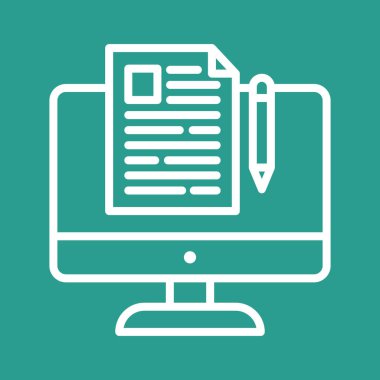 Makale, blog, içerik, çevrimiçi simge vektör resmi. Seo & web için de kullanılabilir. Web uygulamalarında, mobil uygulamalarda ve yazdırma ortamlarında kullanılabilir.