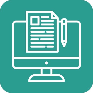 Makale, blog, içerik, çevrimiçi simge vektör resmi. Seo & web için de kullanılabilir. Web uygulamalarında, mobil uygulamalarda ve yazdırma ortamlarında kullanılabilir.