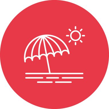 Kumsal, günbatımı, şemsiye simgesi vektör görüntüsü. Yaz & Tatilleri için kullanılabilir. Mobil uygulamalar, web uygulamaları ve yazdırma ortamları için elverişli.