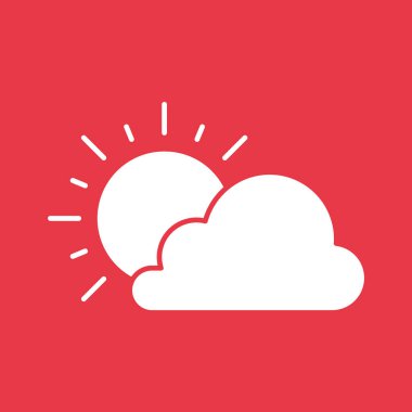 Bulutlu, hava, bulut, güneş ikonu vektör görüntüsü. Yaz & Tatilleri için kullanılabilir. Mobil uygulamalar, web uygulamaları ve yazdırma ortamları için elverişli.