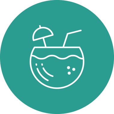 Hindistan cevizi suyu, hindistan cevizi, meyve suyu ikonu vektör görüntüsü. Yaz & Tatilleri için kullanılabilir. Mobil uygulamalar, web uygulamaları ve yazdırma ortamları için elverişli.