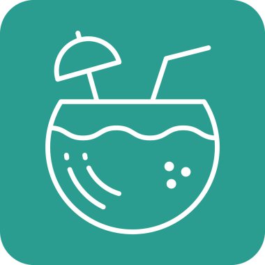 Hindistan cevizi suyu, hindistan cevizi, meyve suyu ikonu vektör görüntüsü. Yaz & Tatilleri için kullanılabilir. Mobil uygulamalar, web uygulamaları ve yazdırma ortamları için elverişli.