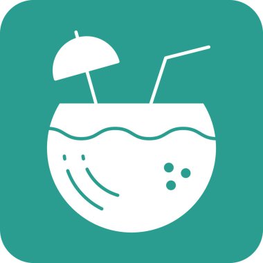 Hindistan cevizi suyu, hindistan cevizi, meyve suyu ikonu vektör görüntüsü. Yaz & Tatilleri için kullanılabilir. Mobil uygulamalar, web uygulamaları ve yazdırma ortamları için elverişli.