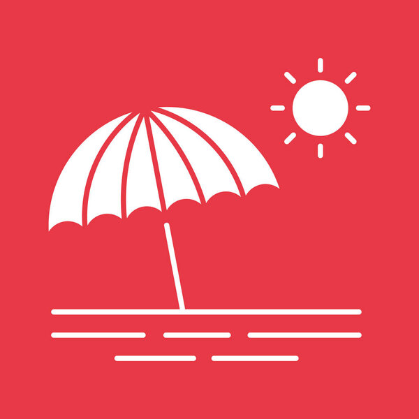 Beach, sunset, umbrella Icon vector image. Can be used for Summer & Holidays. Suitable for mobile apps, web apps and print media.