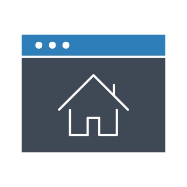 Ana sayfa, web, tarayıcı simgesi vektör görüntüsü. Seo & web için de kullanılabilir. Web uygulamalarında, mobil uygulamalarda ve yazdırma ortamlarında kullanılabilir.