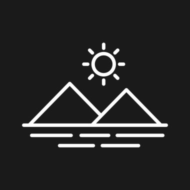 Dağlar, plaj ikonu vektör görüntüsü. Yaz & Tatilleri için kullanılabilir. Mobil uygulamalar, web uygulamaları ve yazdırma ortamları için elverişli.