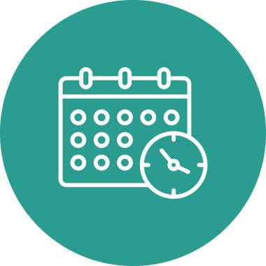 Takvim, saat, zamanlama simgesi vektör görüntüsü. Siber güvenlik için de kullanılabilir. Web uygulamalarında, mobil uygulamalarda ve yazdırma ortamlarında kullanılabilir.