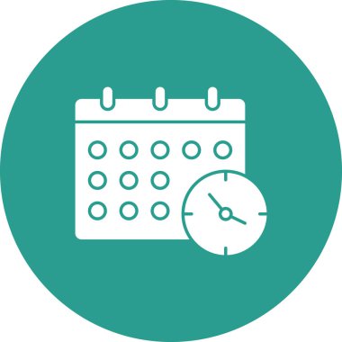 Takvim, saat, zamanlama simgesi vektör görüntüsü. Siber güvenlik için de kullanılabilir. Web uygulamalarında, mobil uygulamalarda ve yazdırma ortamlarında kullanılabilir.