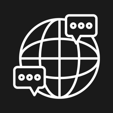 Sohbet, diyalog, uluslararası ikon vektör görüntüsü. Siber güvenlik için de kullanılabilir. Web uygulamalarında, mobil uygulamalarda ve yazdırma ortamlarında kullanılabilir.