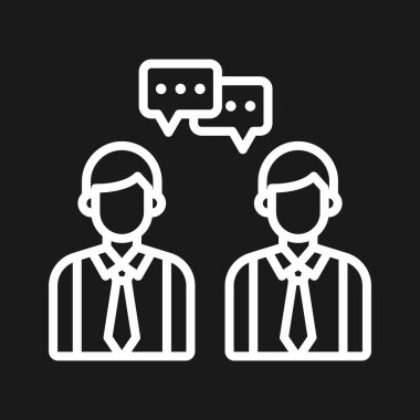 Sohbet, diyalog, ikon vektör görüntüsüyle buluşma. Siber güvenlik için de kullanılabilir. Web uygulamalarında, mobil uygulamalarda ve yazdırma ortamlarında kullanılabilir.