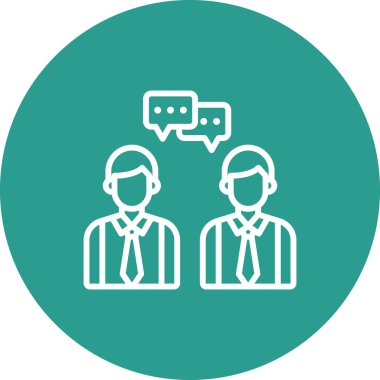 Sohbet, diyalog, ikon vektör görüntüsüyle buluşma. Siber güvenlik için de kullanılabilir. Web uygulamalarında, mobil uygulamalarda ve yazdırma ortamlarında kullanılabilir.