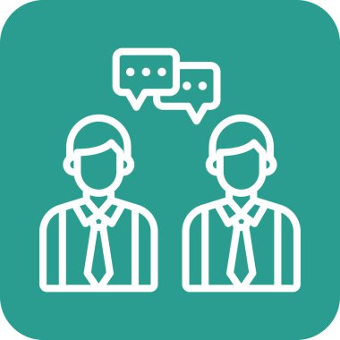 Sohbet, diyalog, ikon vektör görüntüsüyle buluşma. Siber güvenlik için de kullanılabilir. Web uygulamalarında, mobil uygulamalarda ve yazdırma ortamlarında kullanılabilir.