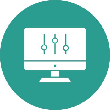 Bilgisayar, monitör, ayarlar, ekran simgesi vektör görüntüsü. Bankacılık ve finans için de kullanılabilir. Web uygulamalarında, mobil uygulamalarda ve yazdırma ortamlarında kullanılabilir.