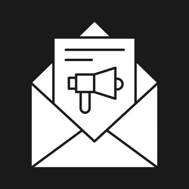 E- posta, pazarlama, duyuru, zarf simgesi vektör resmi. Web pazarlama için de kullanılabilir. Web uygulamalarında, mobil uygulamalarda ve yazdırma ortamlarında kullanılabilir.