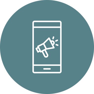 Mobil, pazarlama, megafon ikon vektör görüntüsü. Web pazarlama için de kullanılabilir. Web uygulamalarında, mobil uygulamalarda ve yazdırma ortamlarında kullanılabilir.