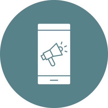 Mobil, pazarlama, megafon ikon vektör görüntüsü. Web pazarlama için de kullanılabilir. Web uygulamalarında, mobil uygulamalarda ve yazdırma ortamlarında kullanılabilir.