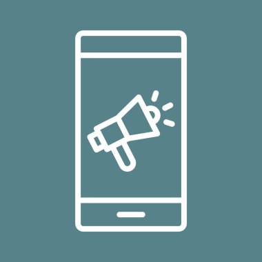 Mobil, pazarlama, megafon ikon vektör görüntüsü. Web pazarlama için de kullanılabilir. Web uygulamalarında, mobil uygulamalarda ve yazdırma ortamlarında kullanılabilir.
