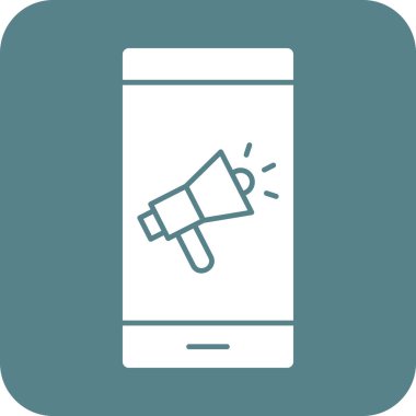 Mobil, pazarlama, megafon ikon vektör görüntüsü. Web pazarlama için de kullanılabilir. Web uygulamalarında, mobil uygulamalarda ve yazdırma ortamlarında kullanılabilir.